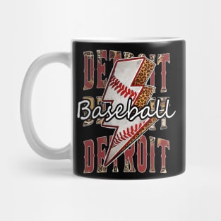 Graphic Baseball Detroit Proud Name Team Vintage Mug